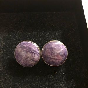 Sterling silver button earrings